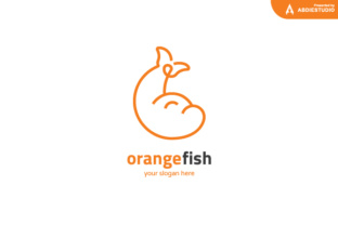 Orange Dolphin Fish Outline Logo